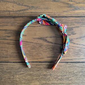 Vera Bradley bow headband in Venetian Paisley green blue orange pink pattern